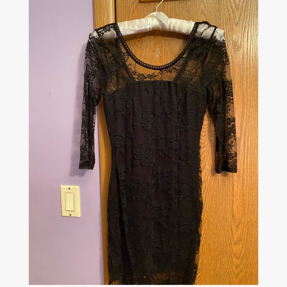 Black lacy classic cocktail dress